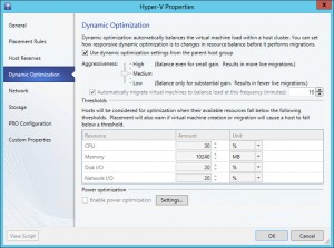 Figure 1: Fenêtre de configuration de Dynamic Optimization