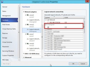 Figure 3: Logical Network Unassigned avec le vLan 123