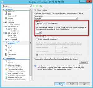 Figure 4: Configuration du vLAN sur la VM