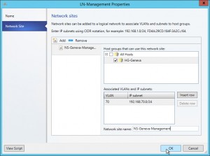 Figure 10: Entrez les informations du Network Site