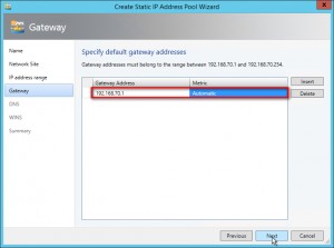 Figure 15: Entrez l'adresse de la gateway