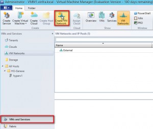 Figure 20: Create VM Network dans VMs and Services