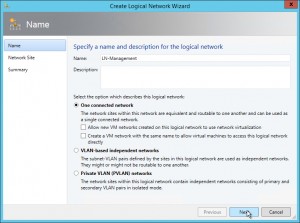 Figure 4: Entrez le nom du Logical Network