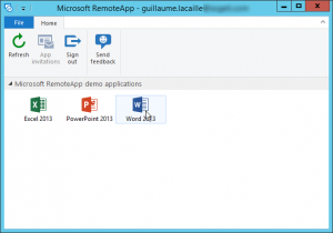 Figure 4: Applications Office dans RemoteApp