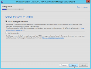 Figure 9: Installer VMM management Server et VMM Console