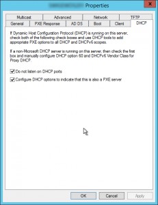 Figure 5: Configure DHCP options from WDS