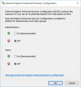 IE ESC Configuration